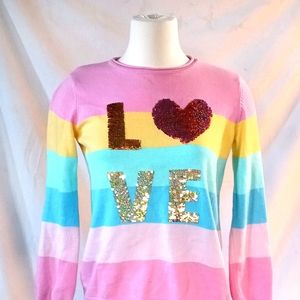 Sequins Striped Love Top Size M